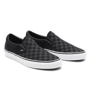 Vans Men's Black on Black Checkerboard Slip-Ons